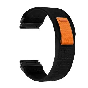 QuickFit 22mm バンド ガーミン epix Pro 47mm / Fenix 7 / Fenix 6 / Fenix 5 対応 交換バンド, スポーツバンド ベルクロデザイン サイズ調節可能 ナイロン製 弾力性 軽量柔らかい Garmin Approach S62/S60 用 (ブラ