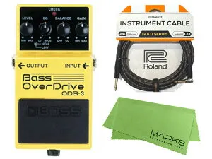 BOSS ボス Bass OverDrive ODB-3 + Roland ケーブル セット［マークス・オリジナルクロス付］ コンパクトエフェクター