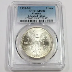 1990 Mo PCGS MS68- メキシコ - 1オンス シルバー Libertad Onza #46515A-