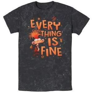 ディズニー ピクサー メンズ トップス Tシャツ グラフィック Disney / Pixar Men's Inside Out 2 Anxiety Everything is Fine Mineral Wash Graphic Tee Black ブラック