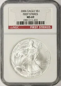 2006年アメリカンシルバーイーグル $1 NGC MS69 ファーストストライク レッドラベル