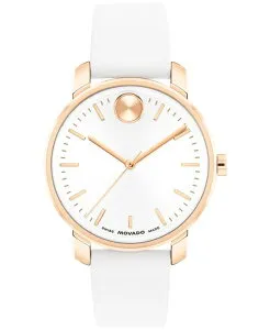 モバド レディース アクセサリー 腕時計 レザー Movado Women's Bold Access Swiss Quartz White Leather Watch 34mm White ホワイト