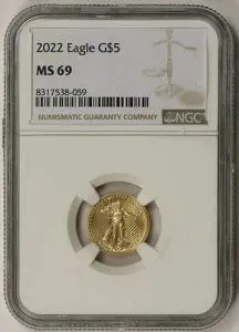 2022 ゴールドイーグル 5 ドル 10 分の 1 オンス MS 69 NGC 1/10 オンス。