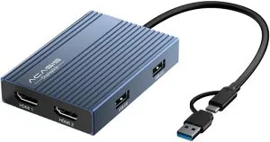 ACASISUSBC-デュアルHDMIDisplayLinkアダプター、4K@60Hz、usbhdmi変換アダプタHDMIポート2つとUSB-Aポート3つ、100WPD充電、MacM1/M2/M3/Windows