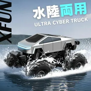 【水陸両用】ラジコン オフロード 自立 360度回転 テスラ サイバートラック Tesla Cybertruck ライト搭載 ゴム製タイヤー ラジコンカー オフロード おもちゃ 子供の日 男の子 メンズ 男性 誕生日