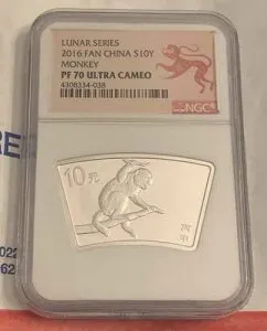 2016年 中国 ルナファン S10Y モンキー NGC PF 70 1オンス シルバーコイン プルーフ PR70 U カメオ