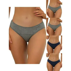 アレグラ ケー レディース アンダーウェア パンツ プラスサイズ ALLEGRA K 5 Packs Women's Underwear Mid-waisted Hipster Panties Available In Plusize Navy Blue Gray グレー