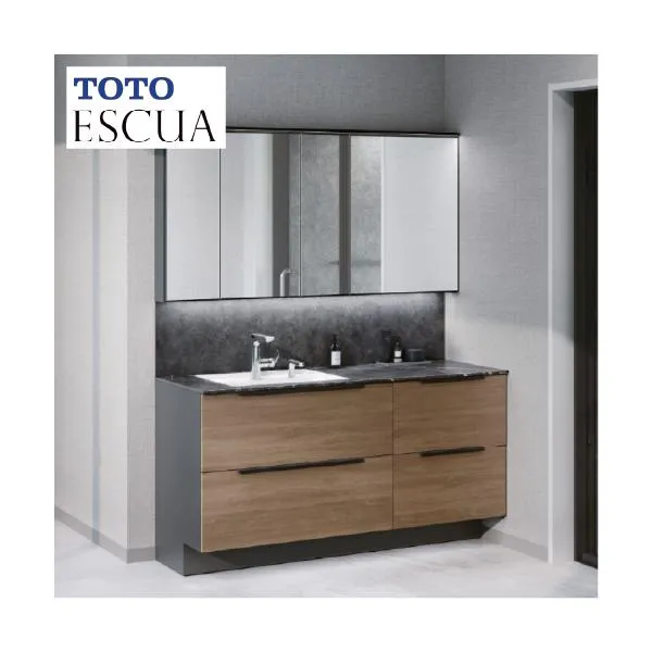 洗面化粧台 エスクア 間口1500mm TOTO [ESCUA02] ミラーキャビネット四面鏡（上下ワイド照明・調色機能付き） セットプラン メーカー直送