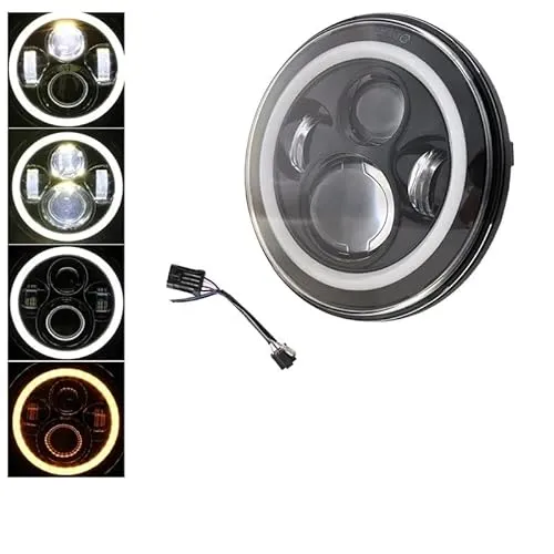 ヘッドランプ オートバイライト に適合する エレクトラグライド に適合する ソフテイル に適合する ファットボーイ ツーリング 7インチモーターLEDヘッドライト 4.5インチフォグランプ付き ヘッドライト(7 inch halo B)