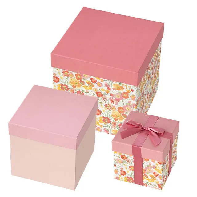 ヘッズ 販促－装飾－その他 大:1辺が24cm 中:1辺が19cm 小:1辺が14cm ディスプレイボックス1(1セット) ピンク HEADS DEC-DSB1 クリスマス用品