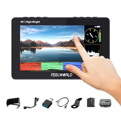 FEELWORLD F5 PROX 5.5インチ1600nit高輝度DSLRカメラフィールドモニター3D LUT波形タッチスクリーン4K HDMI/Type-C入力1920x1080IPS小型フルHD（F970バッテリーと収納袋付き）