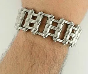 【送料無料】メンズブレスレット ダブルリンクステンレスバイクチェーンブレスレットオートバイ95 unique double link design stainless steel bike chain bracelet motorcycle