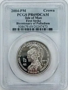 2004年-PM マン島 1 クラウンパラジウム PCGS PR-69 DCAM FS