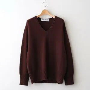 INSCRIRE｜Cashmere V Neck #BORDEAUX BROWN [I25AW-IBC63]