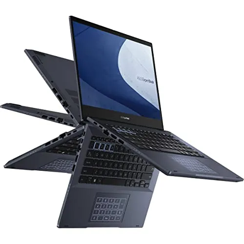 ASUS ExpertBook B5 薄型 & 軽量 フリップビジネスノートパソコン 14インチ FHD Intel Core i7-1260P 1TB SSD 16GB DDR5 RAM 終日バッテリー エンタープライズグレード ビデオ会議 ナンバーパッ