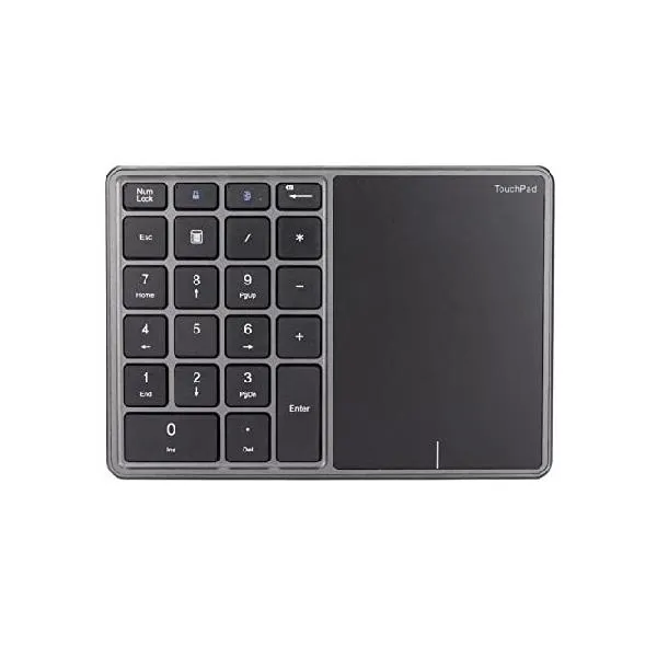 Yunseity Numeric Keypad, 22 Keys Bluetooth Number Pad with Touchpad, Rechargeable Financial Accounting Number Keyboard Numpad for Laptop Comp_並行輸入