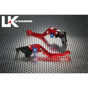 U-KANAYA GPタイプ アルミ削り出しビレットショートレバー（レバーカラー：レッド） 調整アジャスターカラー シルバー KA070-011-0605-03 ユーカナヤ レバー KSR Pro