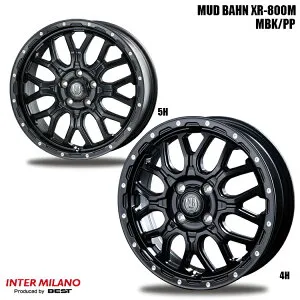 17インチ 6H139.7 7.5J 7.5J+25 6穴 マッドバーン XR-800M ホイール (1本/2本/4本) マットブラック/ピアスポリッシュ(MBK/PP) INTER MILANO MUD BAHN XR-800M 送料無料 インターミラノ