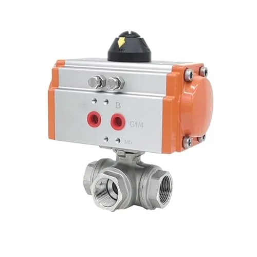 ステンレス鋼 304 空気圧 T 型 L 型 3 方ボールバルブ Q614/5F-16P メス 4 ポイント ボールバルブ 複動アクチュエータ(L-shaped CH52 DN8)
