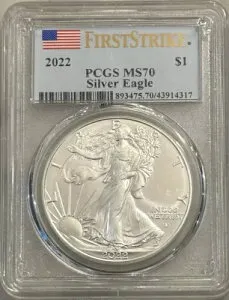 2022-W シルバー イーグル ファースト ストライク - PCGS MS70 - 99.9% シルバー