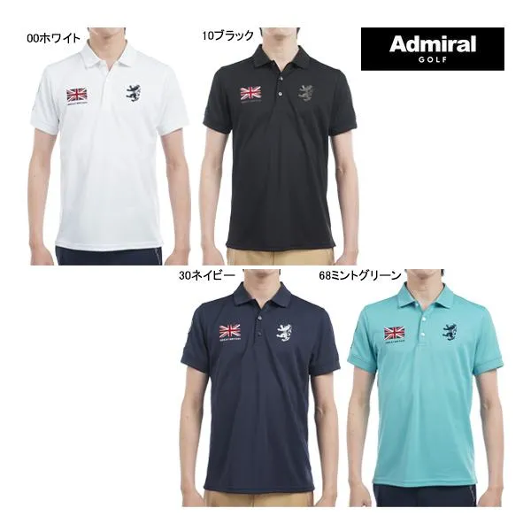 新作 アドミラル ゴルフ ウエア メンズ ポロシャツ ADMA517 フラッグ ポロシャツ Admiral Golf 半袖 M L LL 3L 軽量 速乾 抗菌 ストレッチ 25SSW 10PT ASR