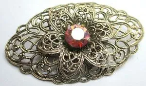 【送料無料】アクセサリー ネックレスユニークブローチビンテージガラスunique broche ancienne couleur or filigrane cristal sertie bijou vintage 5139