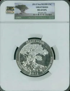 2013 グレート ベイスン クォーター 5 オンス NGC MS69 DPL MAC DMPL 最高級 & スポットレス POP 91。