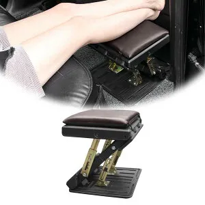 ホンダ N-BOX 2代目JF3 JF4 NBOX カスタム Custom 2017年8月～2020年12月(H29.8～R2.12) に適用 フットレスト 高さ調節可能 PVC皮革 滑り止め＆頑丈な 足置き台 デスク下 折りたたみ式 マルチシ 車内（前後