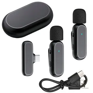 ピンマイク 充電ケース付き 外付け クリップ式 type-c 2人同時利用 360°全方向性 動画撮影 YouTube ライブ配信 TikTok ワイヤレス ラベリアマイク ワイヤレスマイク ノイズキャンセリング 小型マイ