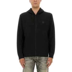 HUGO BOSS ヒューゴボス メンズ スウェット・フーディー 5050857810234591001 COTTON SWEATSHIRT WITH LOGO BLACK XL M S 2XL L 3XL XS 【送料無料・関税込】