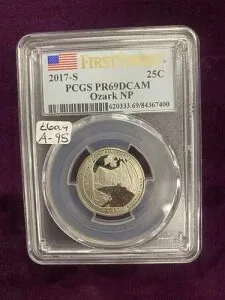 2017-S PCGS PR69DCAM オザーク NP 25C ファーストストライク コレクタブルグレード スラブ