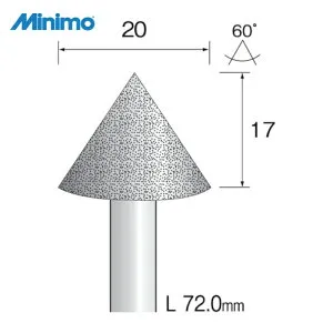 ミニター Minimo AD3283 電着ダイヤモンドバー#120 Φ20 (1本)