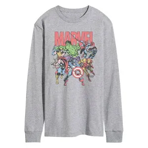 アニメキャラクター メンズ トップス Tシャツ ヴィンテージ グラフィック Licensed Character Men's Marvel Comic Vintage Long Sleeve Graphic Tee Athletic Heather ヘザー