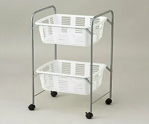 アズワン AS ONE 脱衣カゴワゴン・ラック2段式 ホワイト キャスター有り 8-5958-02 [1445-0080176]