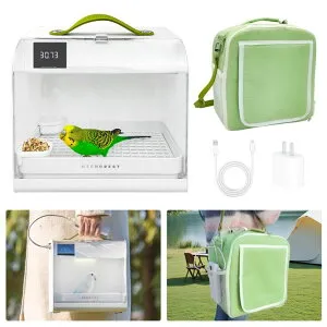 インコ 小鳥 バード トラベルキャリアー Bird Carrier Backpack Travel Cage,Portable Pet Bird Brooder,USB-Powered,Temperature Control Design,High-Temperature Protection,Transparent Breathable,with Cage Cover,Food Bowl, Tray, and Divide 【並