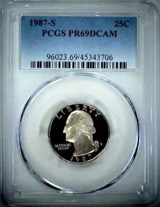 1987-S 25セント ワシントン クォーター PCGS PR69DCAM クラッド 23wrc0818