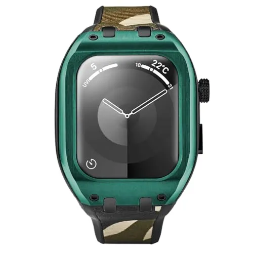 [HUMBLE RICH] ユニセックス Apple Watchケース ハンブルリッチ クラシック WBB0290-012 Apple watch シリーズ 9,8,7対応 グリーン ステンレススチール [並行輸入品]