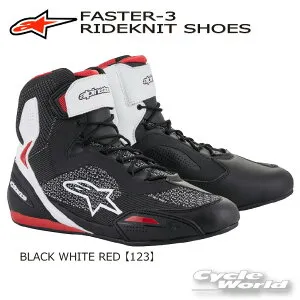 ☆正規品【ALPINESTARS】FASTER-3 RIDEKNIT SHOES 2510319 《ブラック ホワイト レッド_123》 BLACK WHITE REDオンロードブーツ ショートブーツライディングシューズ アルパインスターズ ★岡田商事