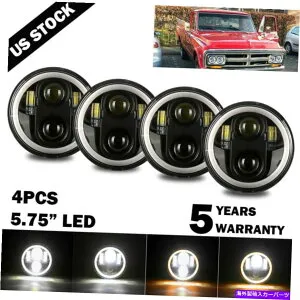 USヘッドライト 4ピースドット5.75 5-3 / 4 LED HI / LOシールビームDRLヘッドライトホワイト、シボレーGMC 4pcs DOT 5.75 5-3/4 LED HI/LO SEALED BEAM DRL HEADLIGHTS WHITE FOR CHEVY GMC【並行輸入品】