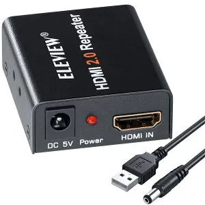 ELEVIEW HDMI 2.0 リピーター HDMIケーブルを延長/中継アダプター HDCP2.2 18Gbps 4K(60Hz)/30m 1080P(60Hz)/60mまで延長可能 hdmiブースター 信号増幅器 USB外部給電可 EHD-612N