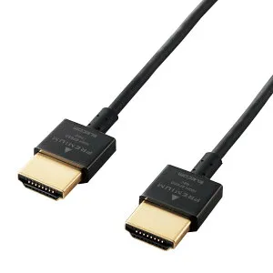エレコム HDMI ケーブル 1m プレミアム 4K 2K (60P) HDR スーパースリムコネクタケーブル仕様 ブラック DH-HDP14SS10BK