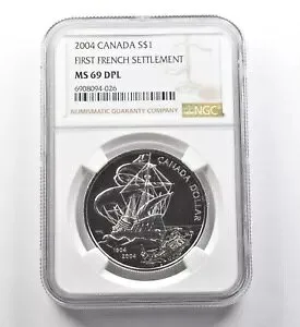 2004 カナダ銀ドル 最初のフランス和解 MS69 DPL NGC *8267