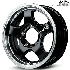 MID RACING R05-HC 1本 [16×5.5J+20 5H 139.7 φ108.5 ジムニー JB23W JB64W] ブラック/リムポリッシュ マルカサービス アルミホイール