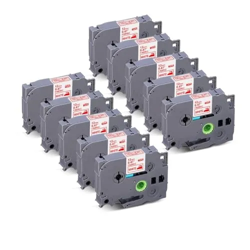 10X 生地アイロン衣類テープブラザー P-touch TZe-FA231 黒地に白 PT-P750W PT-H110 PT-D210 PT-D600 用(10red-24mm)