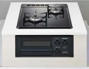 ハーマン ビルトイン 2口ガスコンロコンパクト無水片面焼 ホーロートップ グレーホーロー ブラックフェイス スノーブラックホーローゴトクDG2023SQ1 45cmタイプ