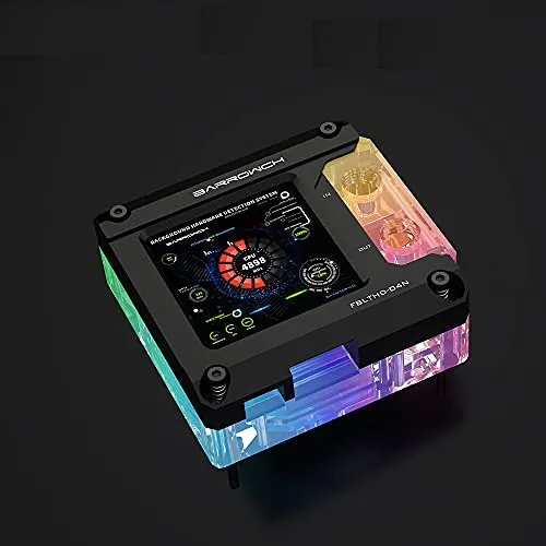 Barrowch AIDA64 温度モニタリングセカンダリスクリーンCPU水冷ブロック Intel LGA 115X X99 X299用 (透明ブラックCPUブロック)
