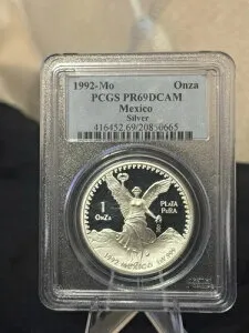 1992年-Mo メキシコ シルバー UNC オンザ シルバー ディープカメオ プルーフコイン PCGS PR69 DCAM