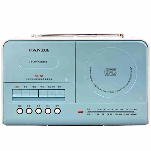 Portable CD Boombox with AM/FM Stereo Radio Blue | CD/MP3/WMA/Tape Compatible | LCD Display | AUX Port Supported | USB/SD Card S