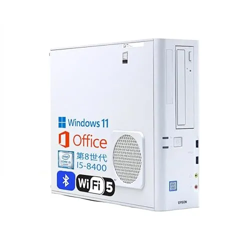 EPSON Endeavor AT994E デスクトップPC, Core i5-8400, Win11 Pro, MS Office H&B 2021, WIFI, Bluetooth, DVD, 16GB, 512GB SSD 整備済品
