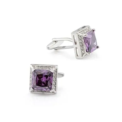 Metal Cufflinks with Amethyst French Shirt Cuff Nails Tuxedo Accessories